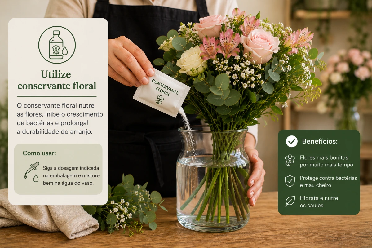 Como usar conservante floral corretamente | Florália Como usar conservante floral corretamente