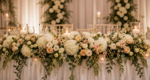 Rosas e hydrangeas para casamento