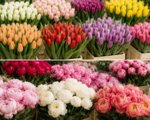 Tulipas e Peonias para arranjos florais