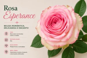 Rosa Esperance em tons suaves de rosa e creme utilizada em casamentos, bouquets e decoração floral premium